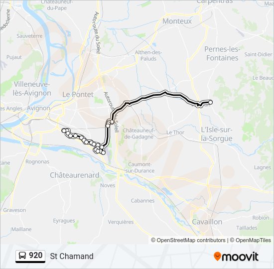 Plan de la ligne 920 de bus
