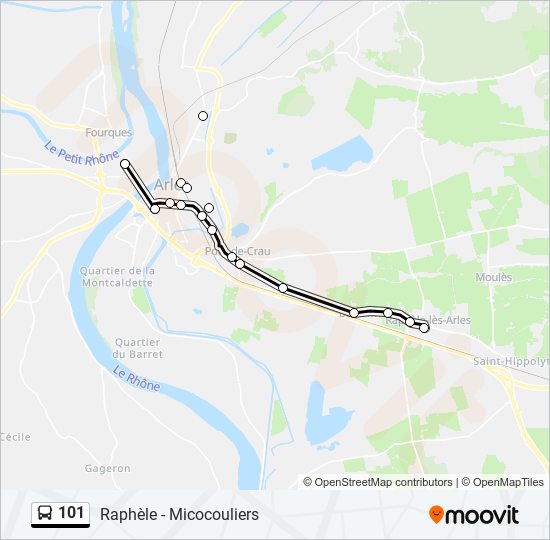 Plan de la ligne 101 de bus