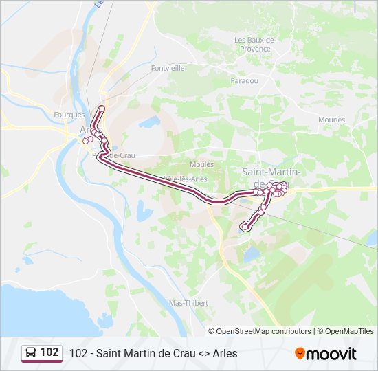 Plan de la ligne 102 de bus