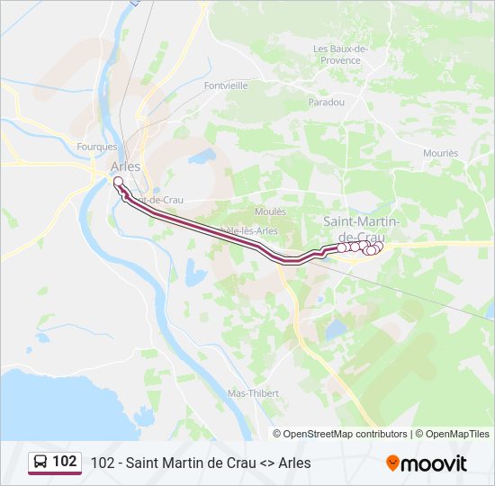 Plan de la ligne 102 de bus