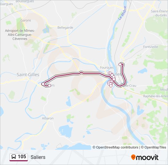 Plan de la ligne 105 de bus