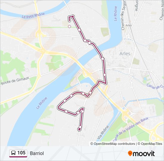 Plan de la ligne 105 de bus