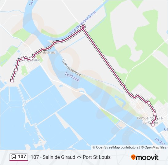 Plan de la ligne 107 de bus