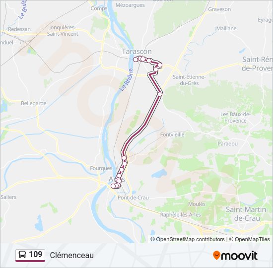 Plan de la ligne 109 de bus