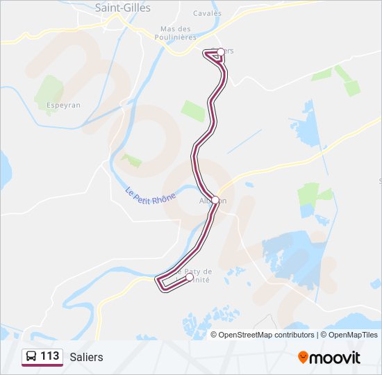 Plan de la ligne 113 de bus