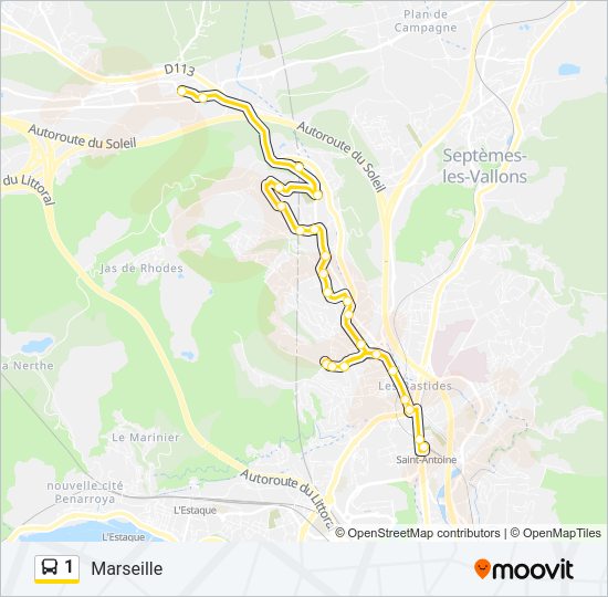 Plan de la ligne 1 de bus