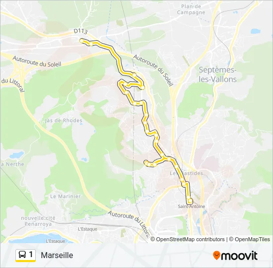 1 Bus Line Map