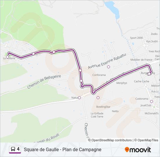 Plan de la ligne 4 de bus