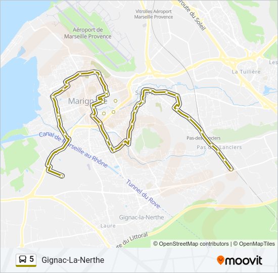 Plan de la ligne 5 de bus