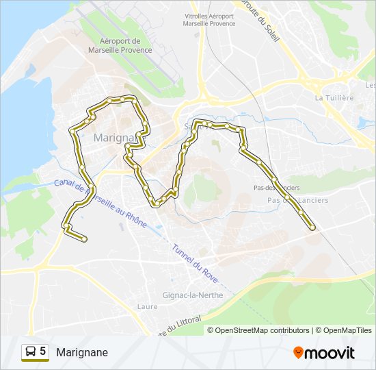 Plan de la ligne 5 de bus