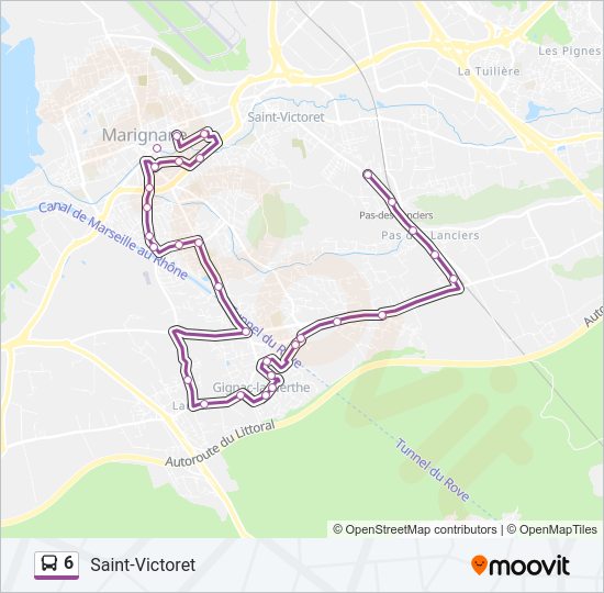 Plan de la ligne 6 de bus