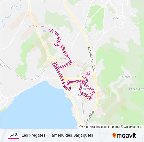 Plan de la ligne 8 de bus