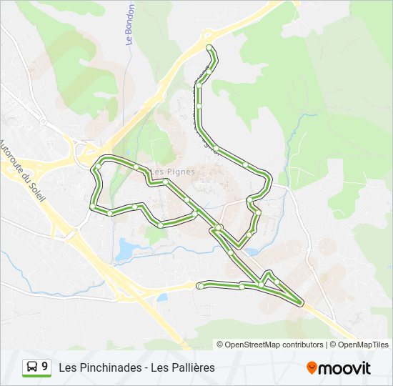 Plan de la ligne 9 de bus