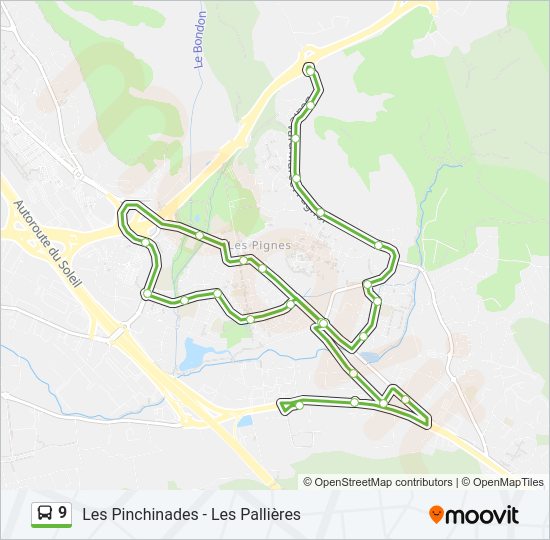 Plan de la ligne 9 de bus
