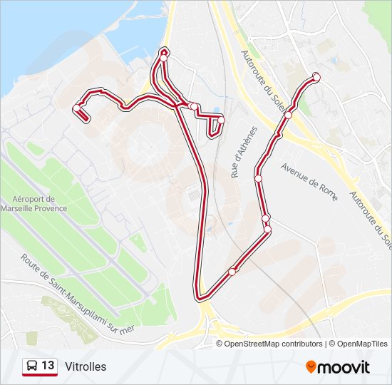 Plan de la ligne 13 de bus