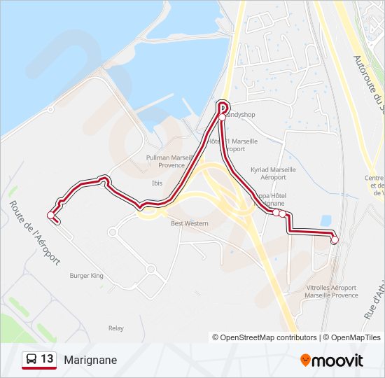 Plan de la ligne 13 de bus