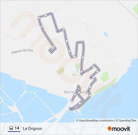 Plan de la ligne 14 de bus
