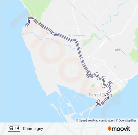 Plan de la ligne 14 de bus