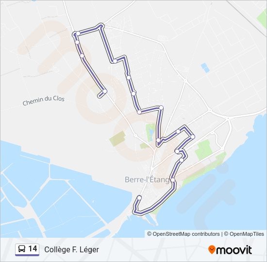 Plan de la ligne 14 de bus
