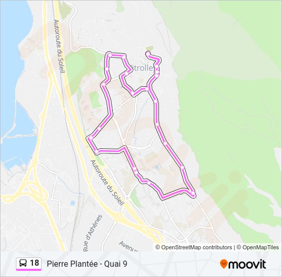 Plan de la ligne 18 de bus