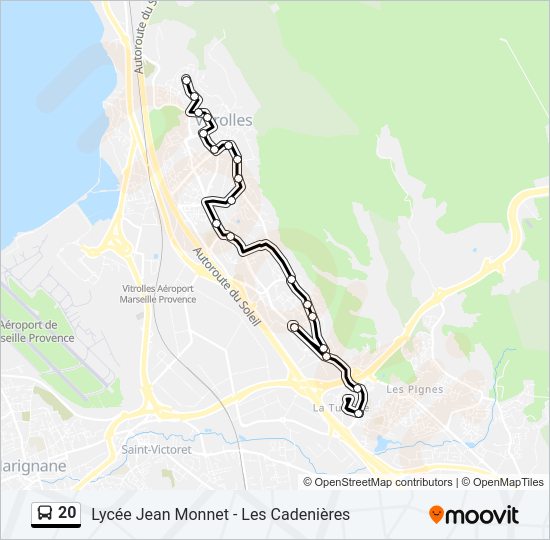 Plan de la ligne 20 de bus