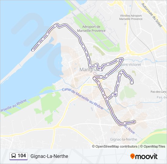 Plan de la ligne 104 de bus