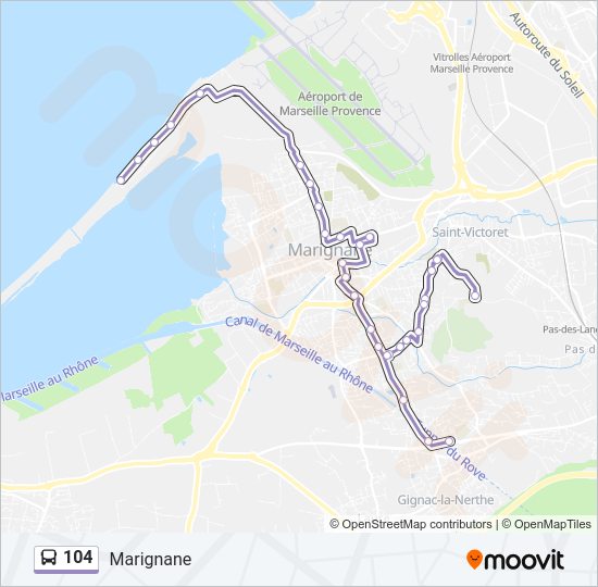 Plan de la ligne 104 de bus