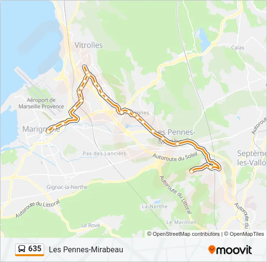 635 Bus Line Map