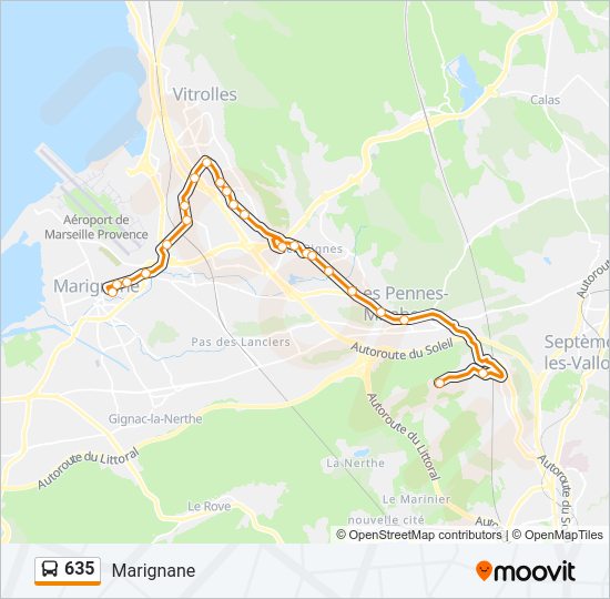 Plan de la ligne 635 de bus