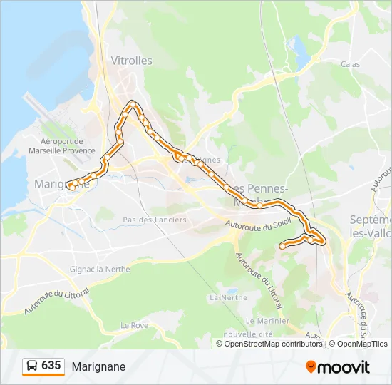 635 Bus Line Map