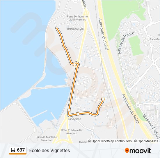 Plan de la ligne 637 de bus