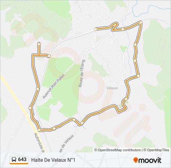 Plan de la ligne 643 de bus