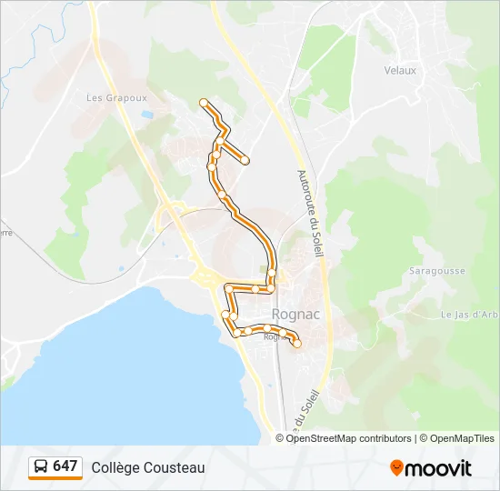 647 Bus Line Map