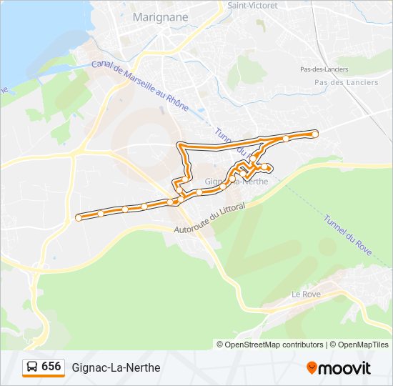 Plan de la ligne 656 de bus