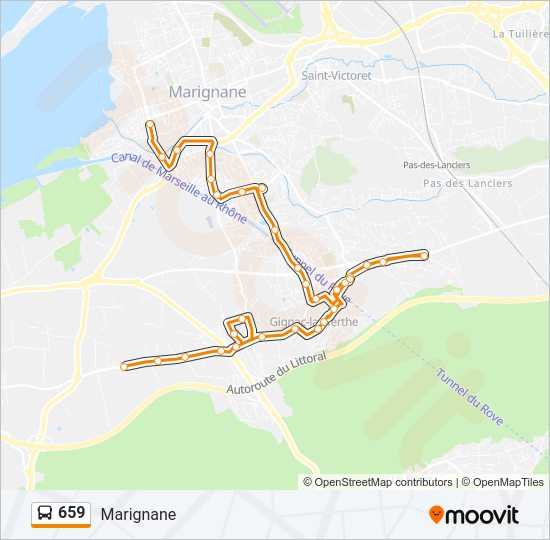 Plan de la ligne 659 de bus