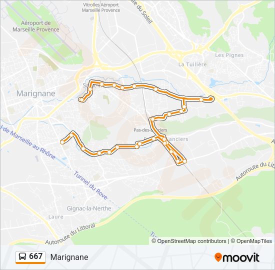 Plan de la ligne 667 de bus