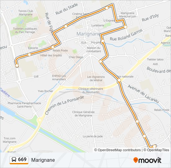 Plan de la ligne 669 de bus