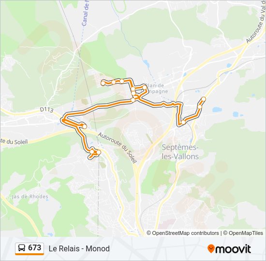 Plan de la ligne 673 de bus