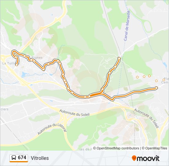 Plan de la ligne 674 de bus