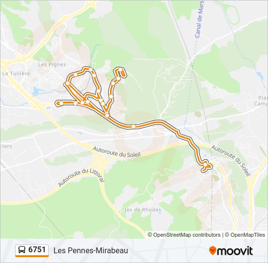 Plan de la ligne 6751 de bus