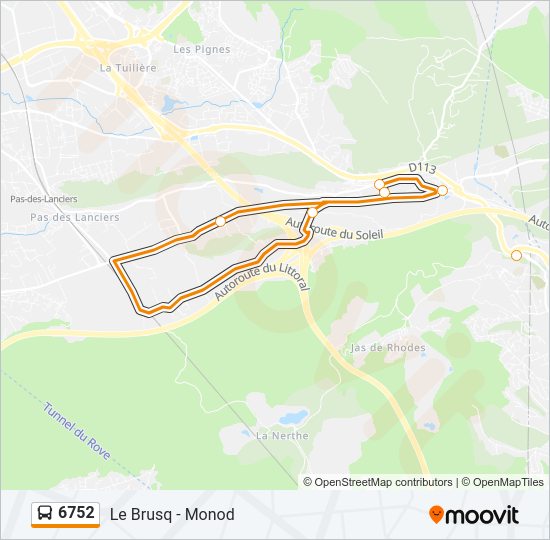 Plan de la ligne 6752 de bus