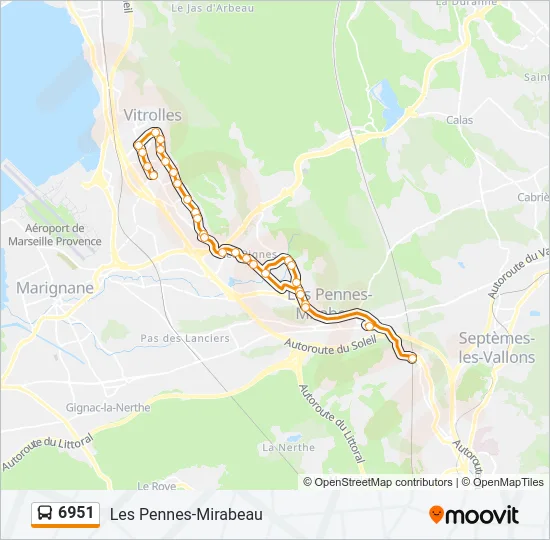 Plan de la ligne 6951 de bus
