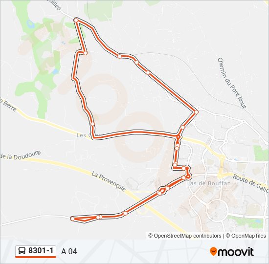 Plan de la ligne 8301-1 de bus