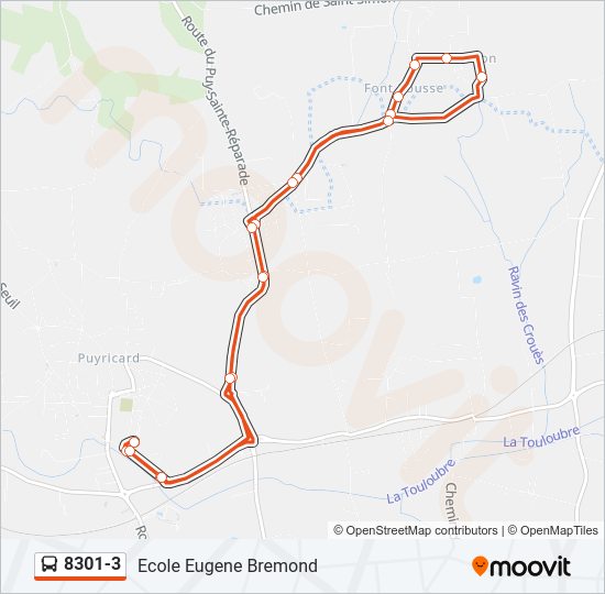 Plan de la ligne 8301-3 de bus