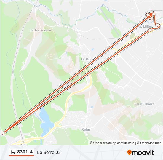 Plan de la ligne 8301-4 de bus