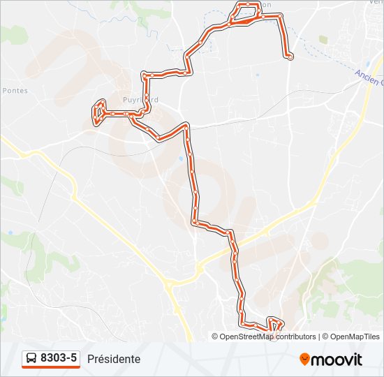 Plan de la ligne 8303-5 de bus