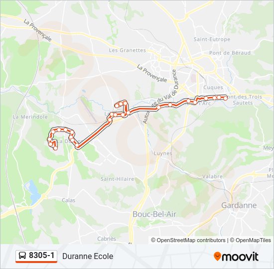 Plan de la ligne 8305-1 de bus