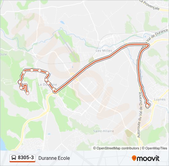Plan de la ligne 8305-3 de bus
