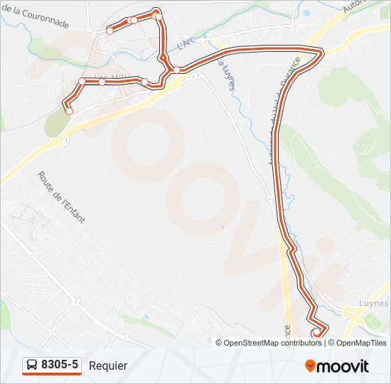 Plan de la ligne 8305-5 de bus