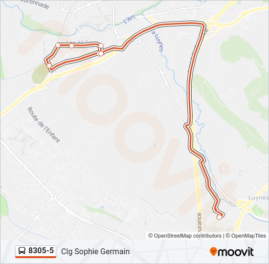 Plan de la ligne 8305-5 de bus